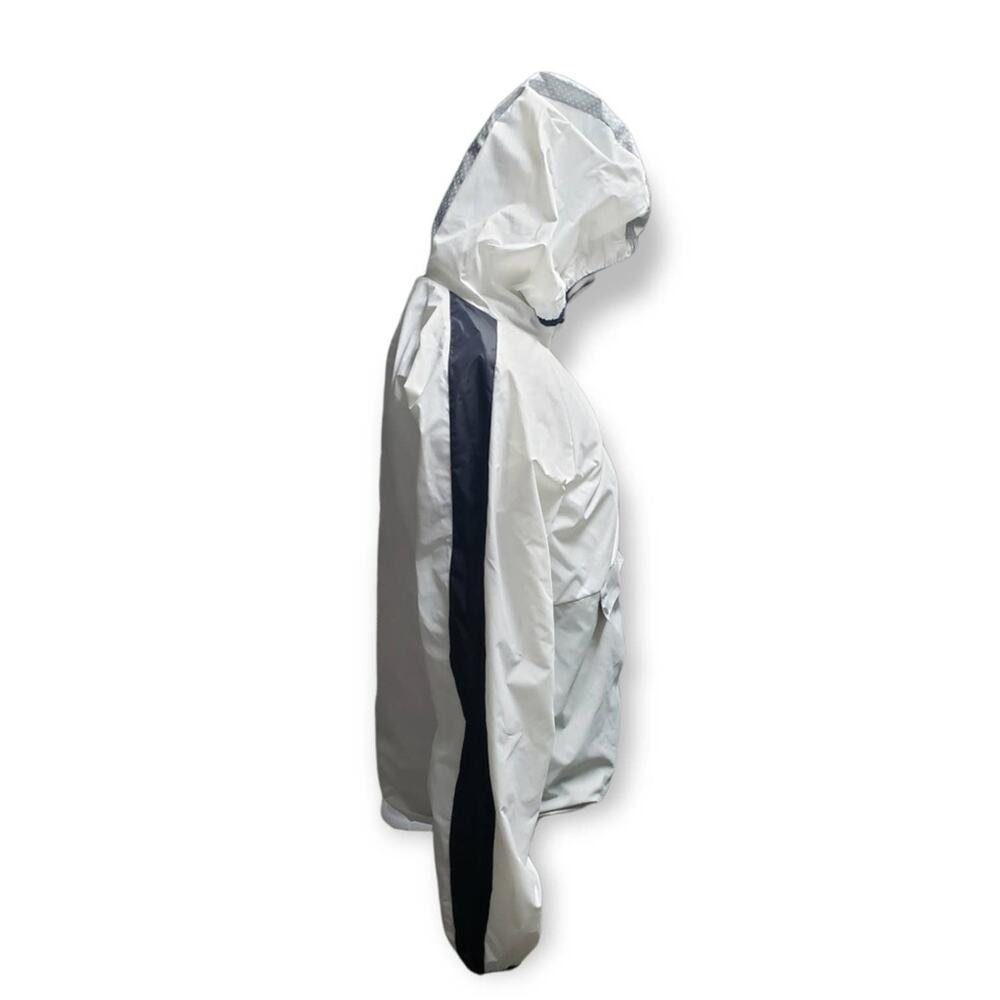 Victoria Secret PINK White / Gray Hooded Windbreaker Jacket Kangaroo Pocket - Picture 5 of 12